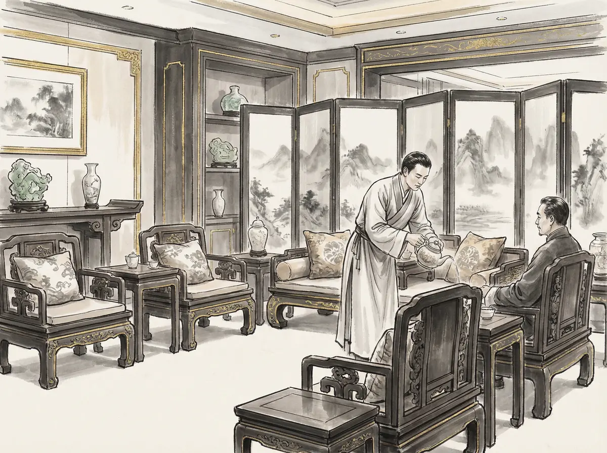 澳门资料VIP贵宾厅水墨画展示奢华博弈空间